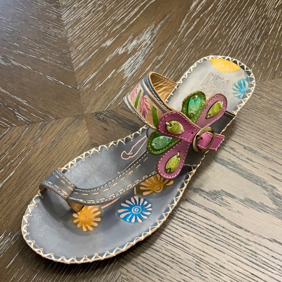 Spring Step L’Artiste gray leather toe loop sandal Size 38 /8.5 - Picture 7 of 17